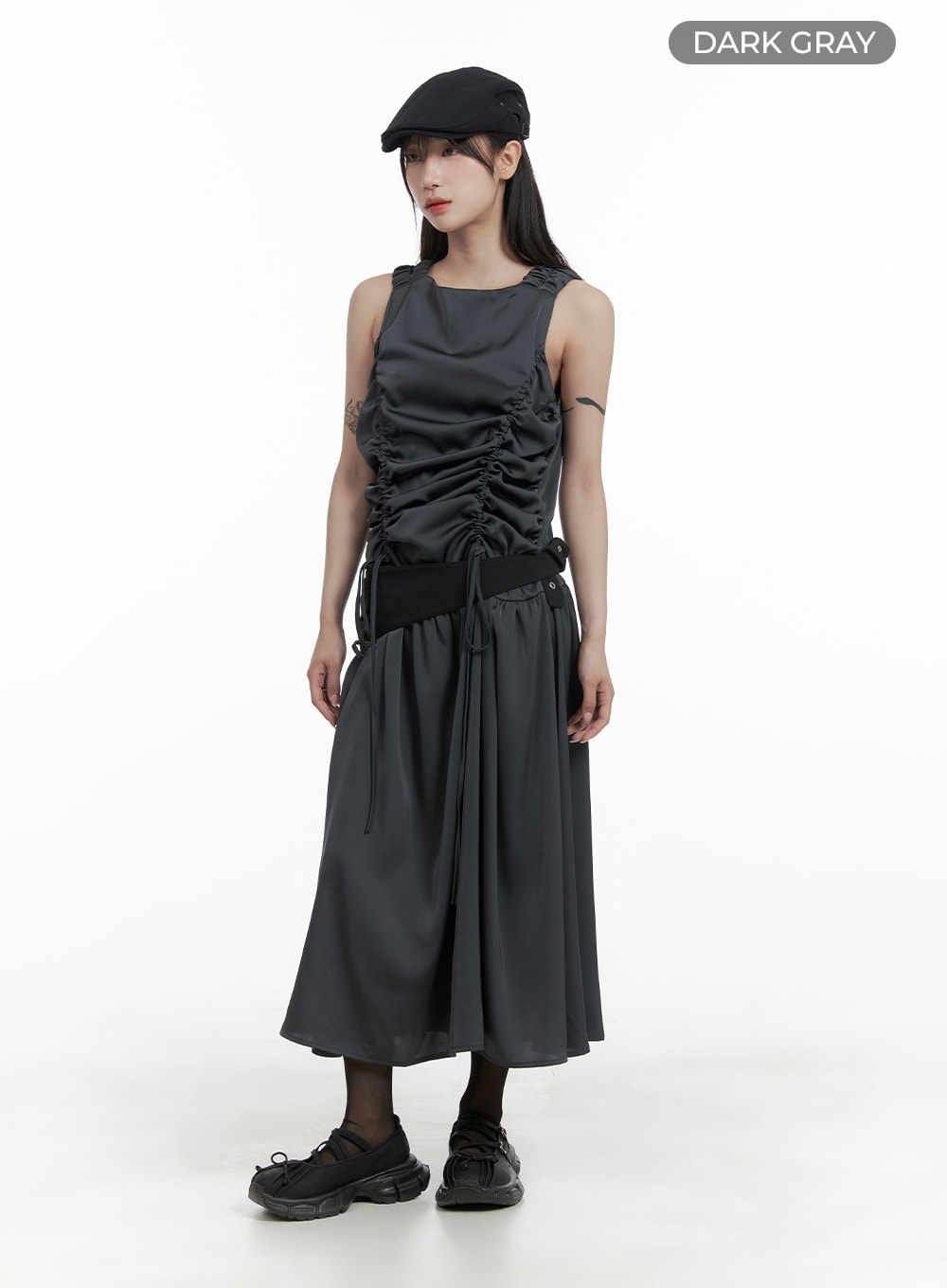 Shirred Sleeveless Maxi Dress - CA404