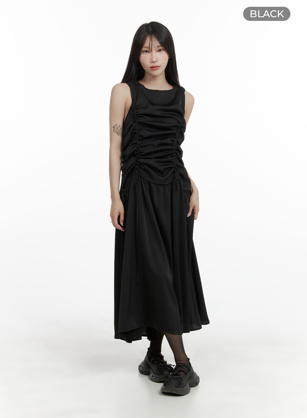 Shirred Sleeveless Maxi Dress - CA404