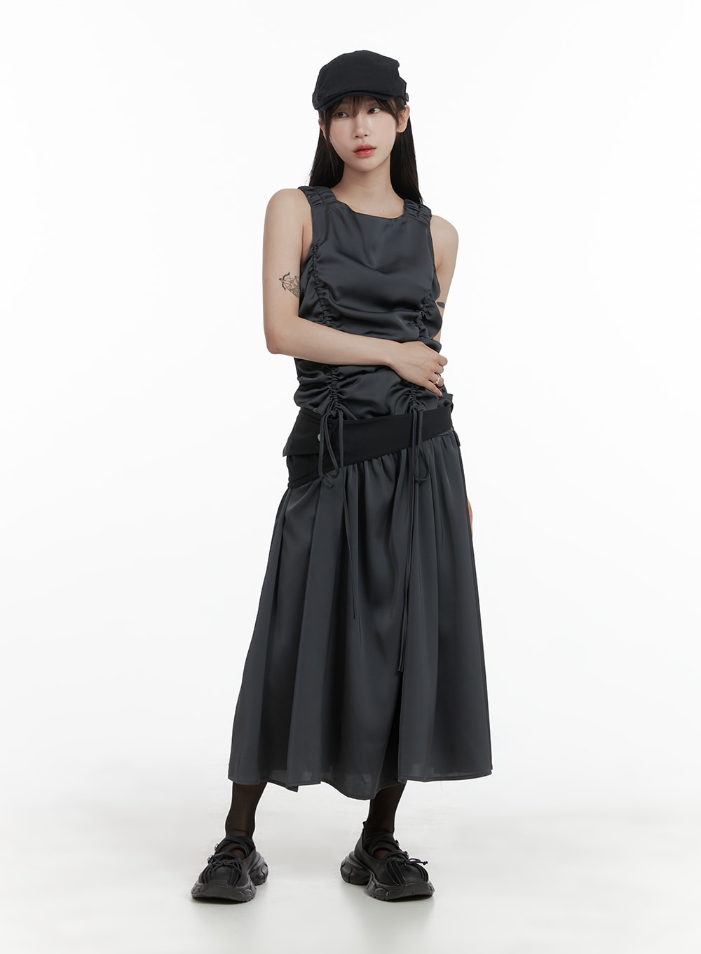 Shirred Sleeveless Maxi Dress - CA404