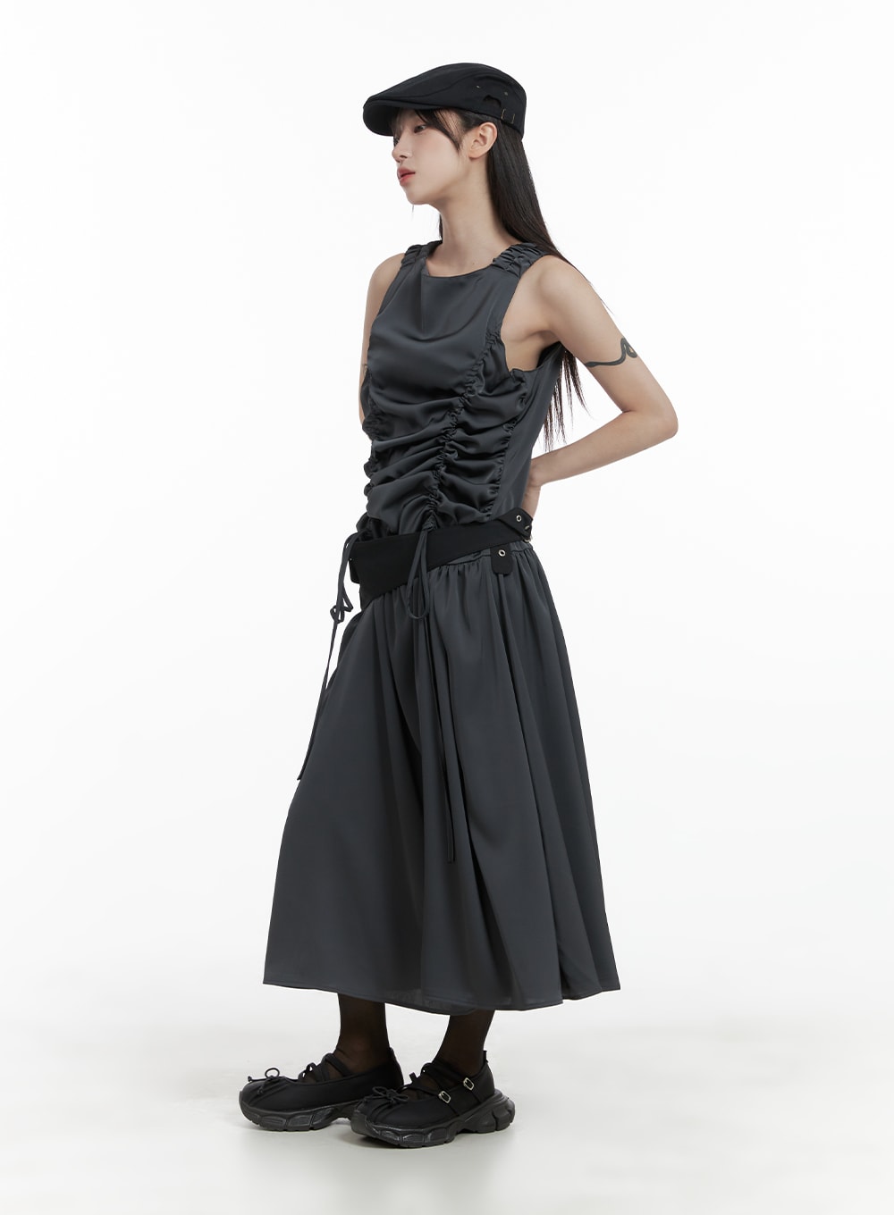 Shirred Sleeveless Maxi Dress - CA404