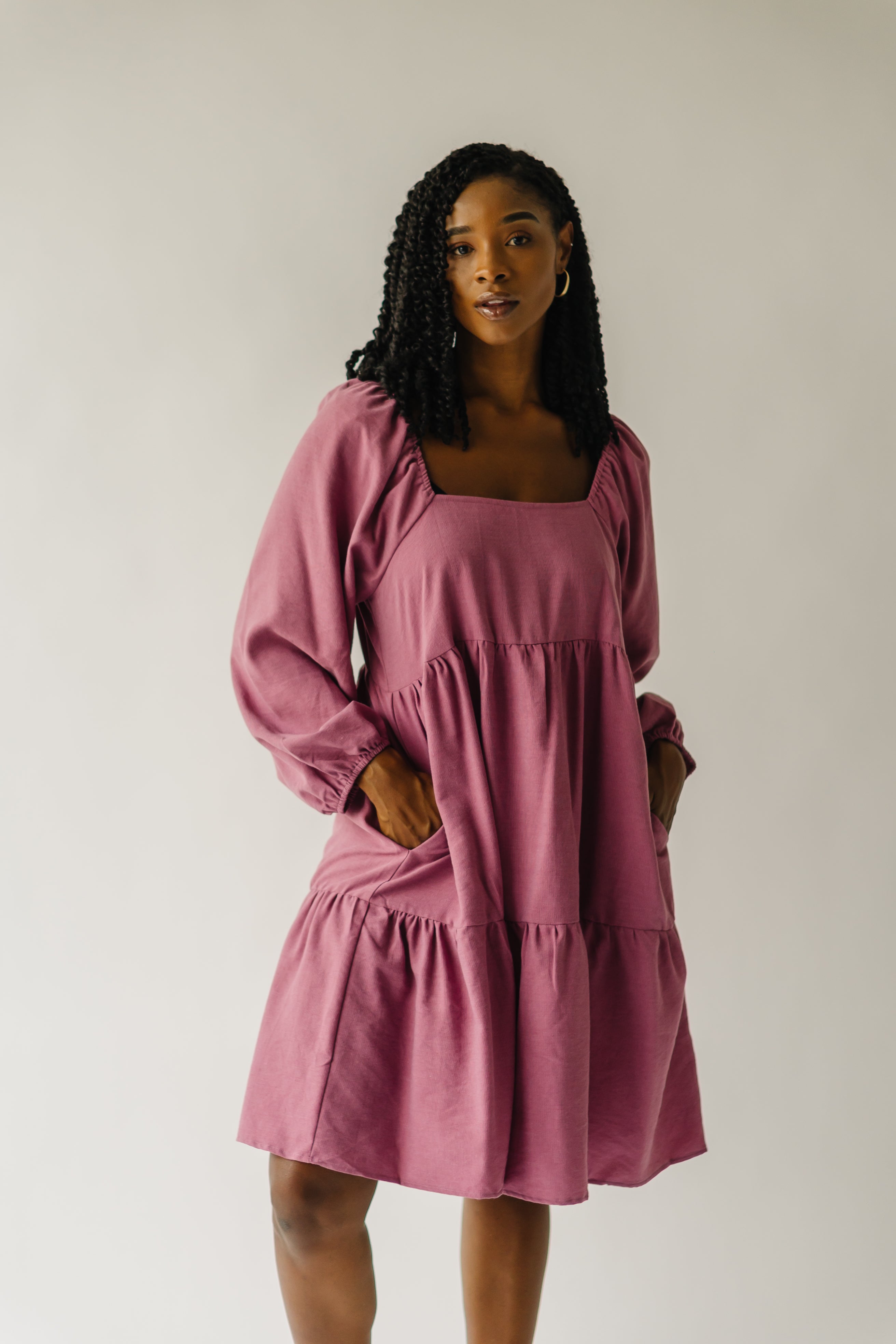 Shop the mauve Callahan Square Neck Dress - limited stock!