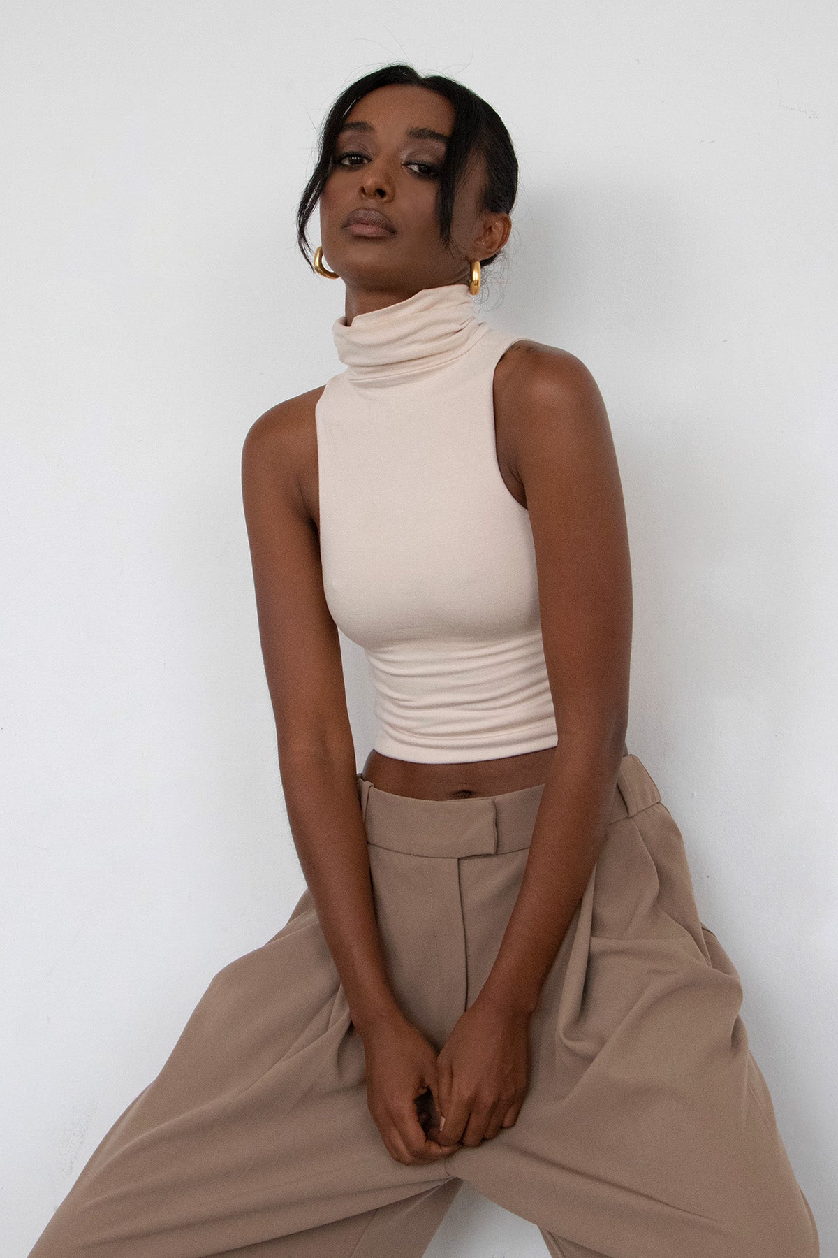 Sleeveless Turtleneck Top