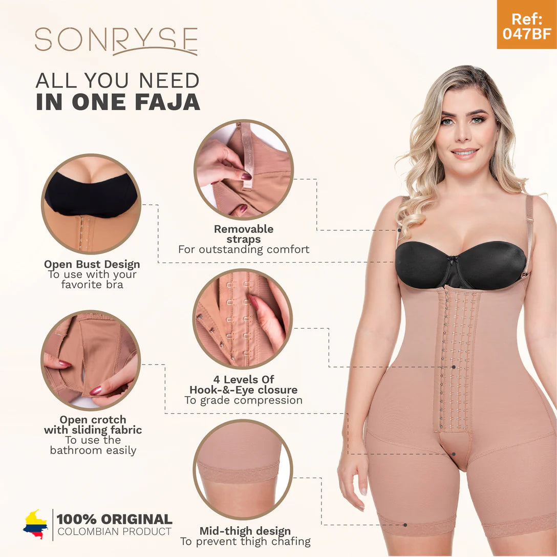 Sonryse 047BF Postpartum Post Surgery Compression Garment for Tummy Control and Butt Lifting | Open Bust Shapewear for Daily Use