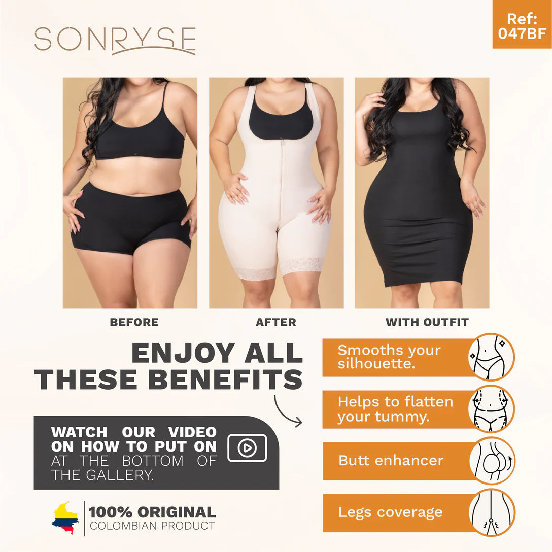 Sonryse 047BF Postpartum Post Surgery Compression Garment for Tummy Control and Butt Lifting | Open Bust Shapewear for Daily Use