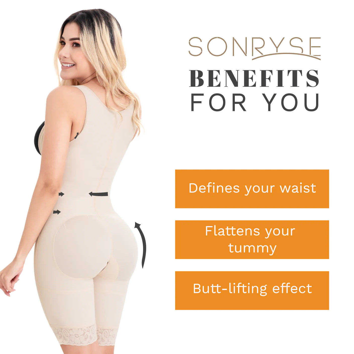 SONRYSE tummy control shapewear for postpartum and post-surgery, made from powernet fabric - 097ZF