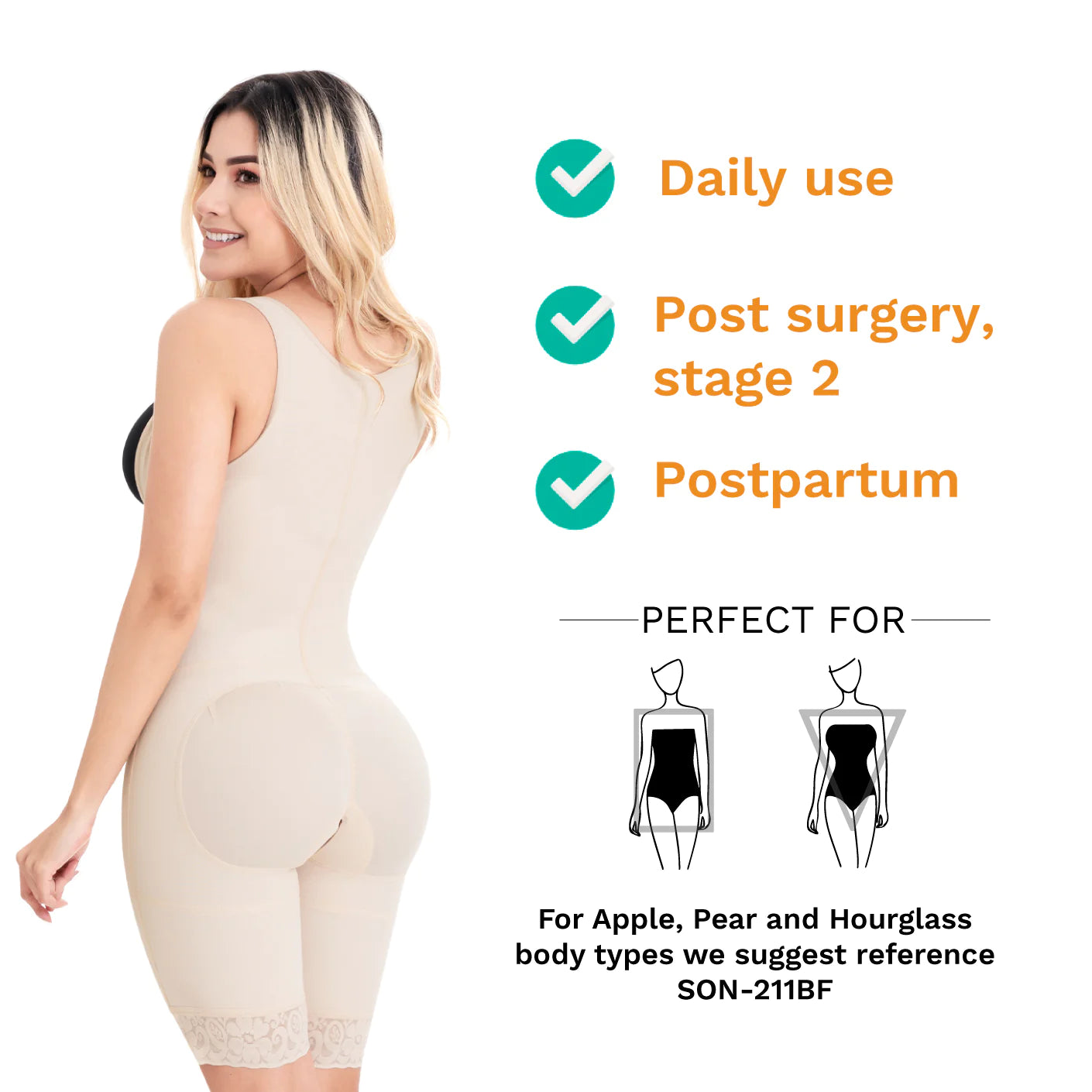 SONRYSE tummy control shapewear for postpartum and post-surgery, made from powernet fabric - 097ZF