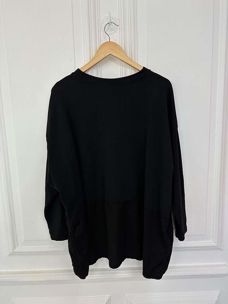 Split Side Jersey Top Black