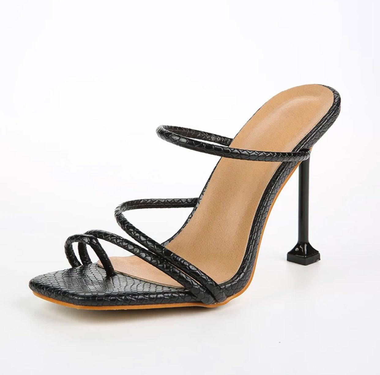 Square Toe Strapped Heel Sandals - Shop Now