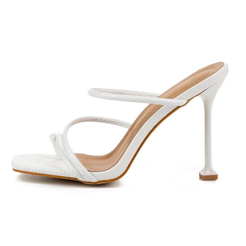 Square Toe Strapped Heel Sandals - Shop Now