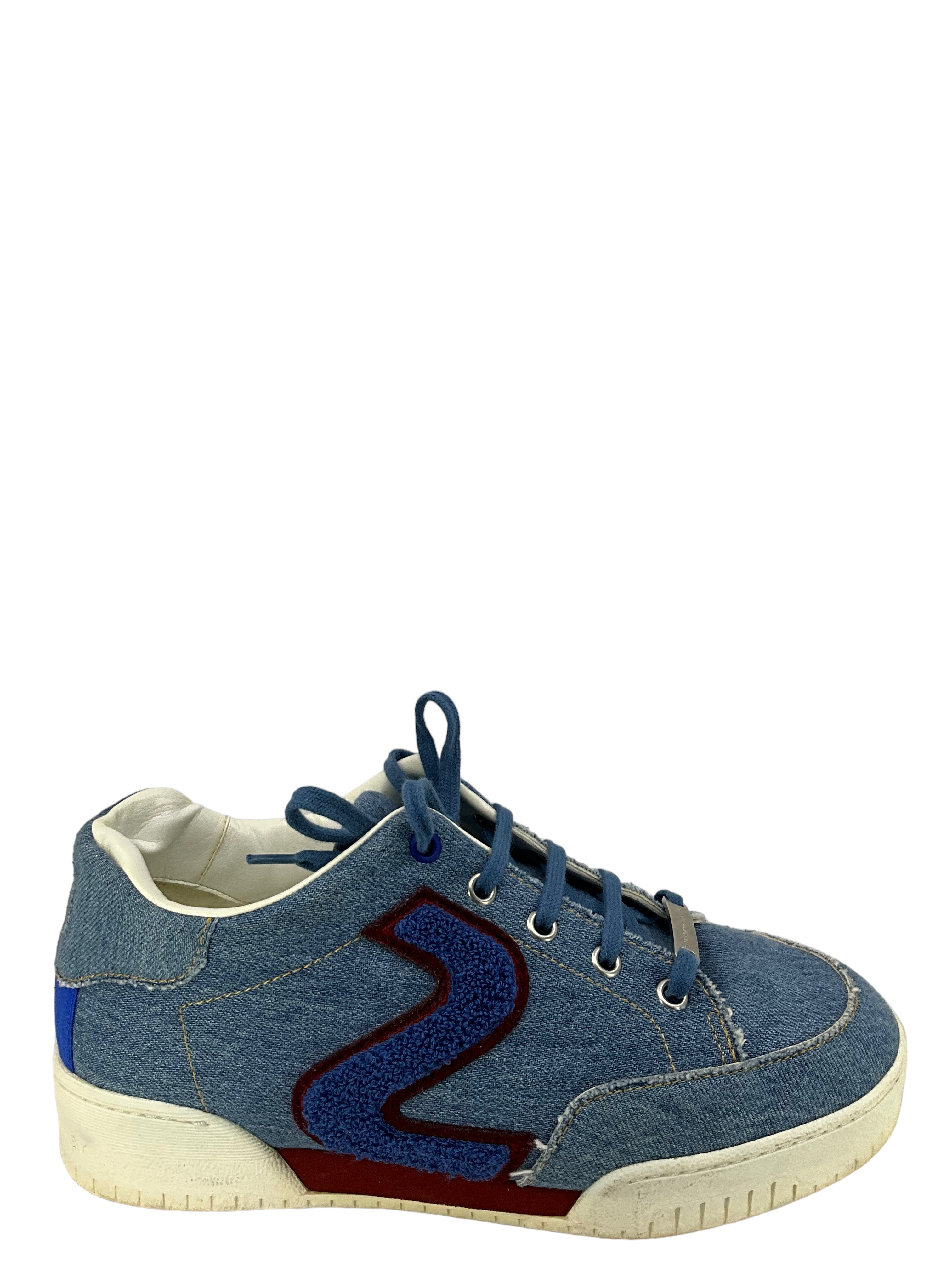 Stella McCartney Blue Denim Logo Sneakers Size 8