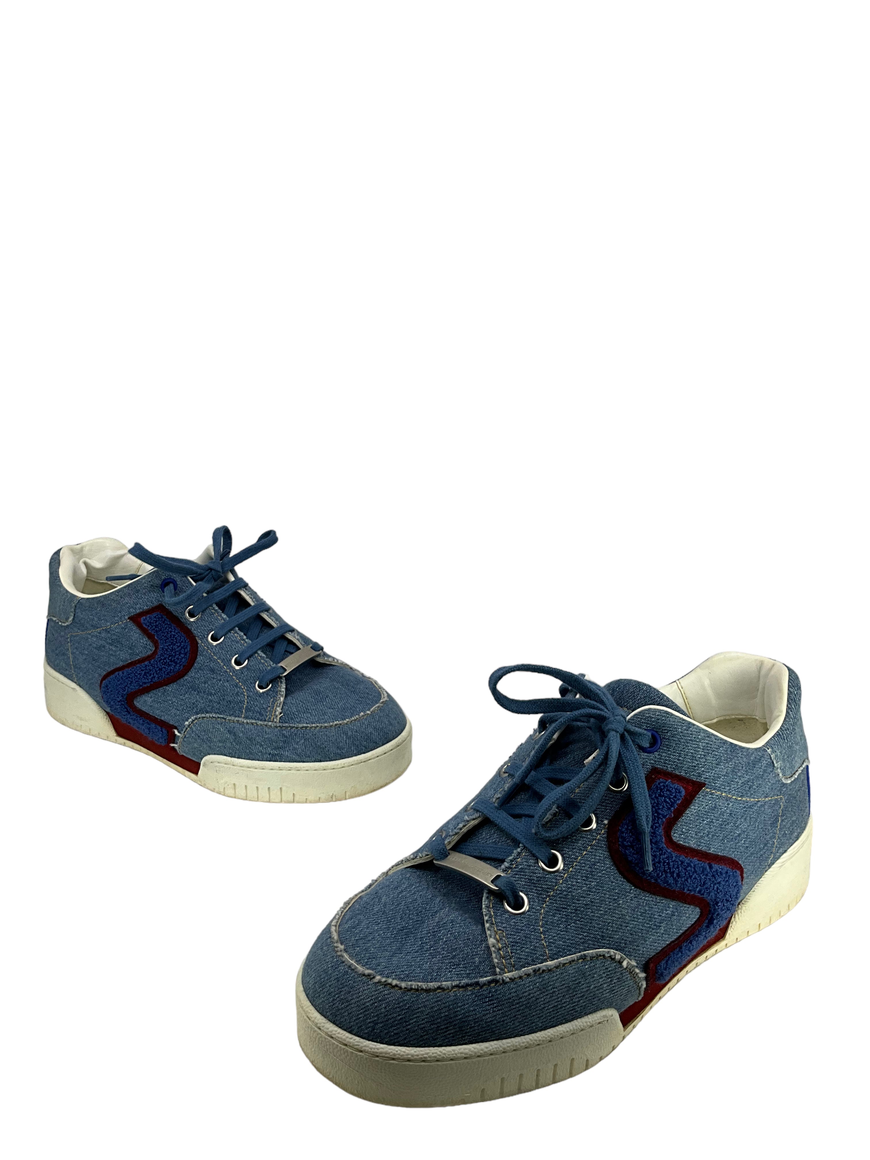 Stella McCartney Blue Denim Logo Sneakers Size 8