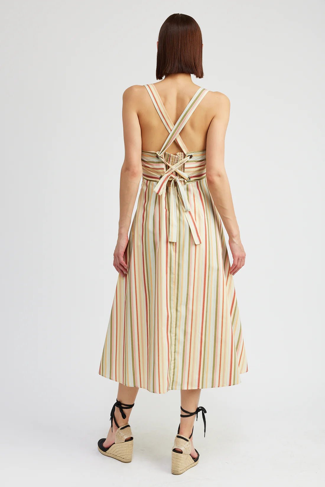 Striped Midi Dress with Smocked Detail - shop now