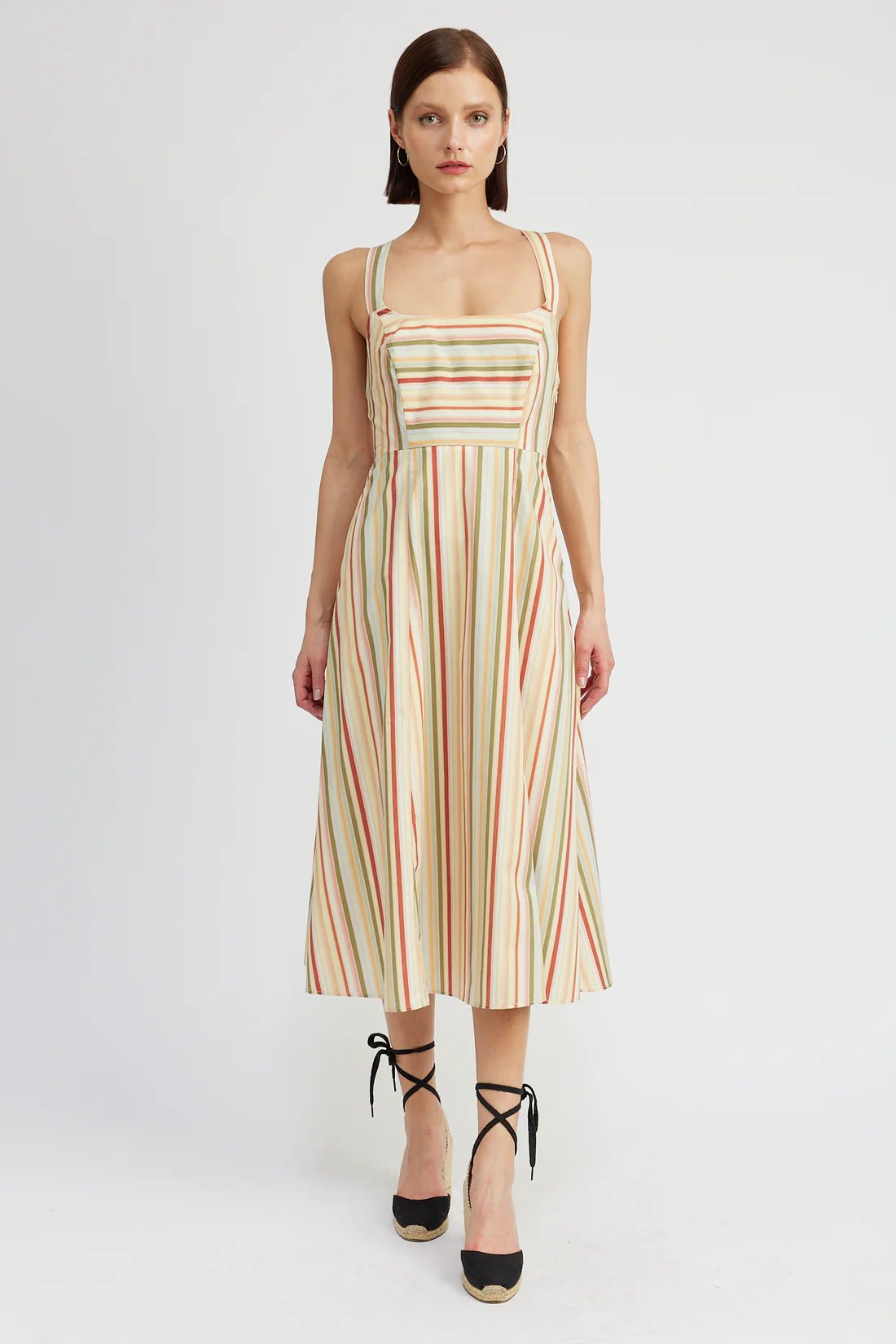 Striped Midi Dress with Smocked Detail - shop now