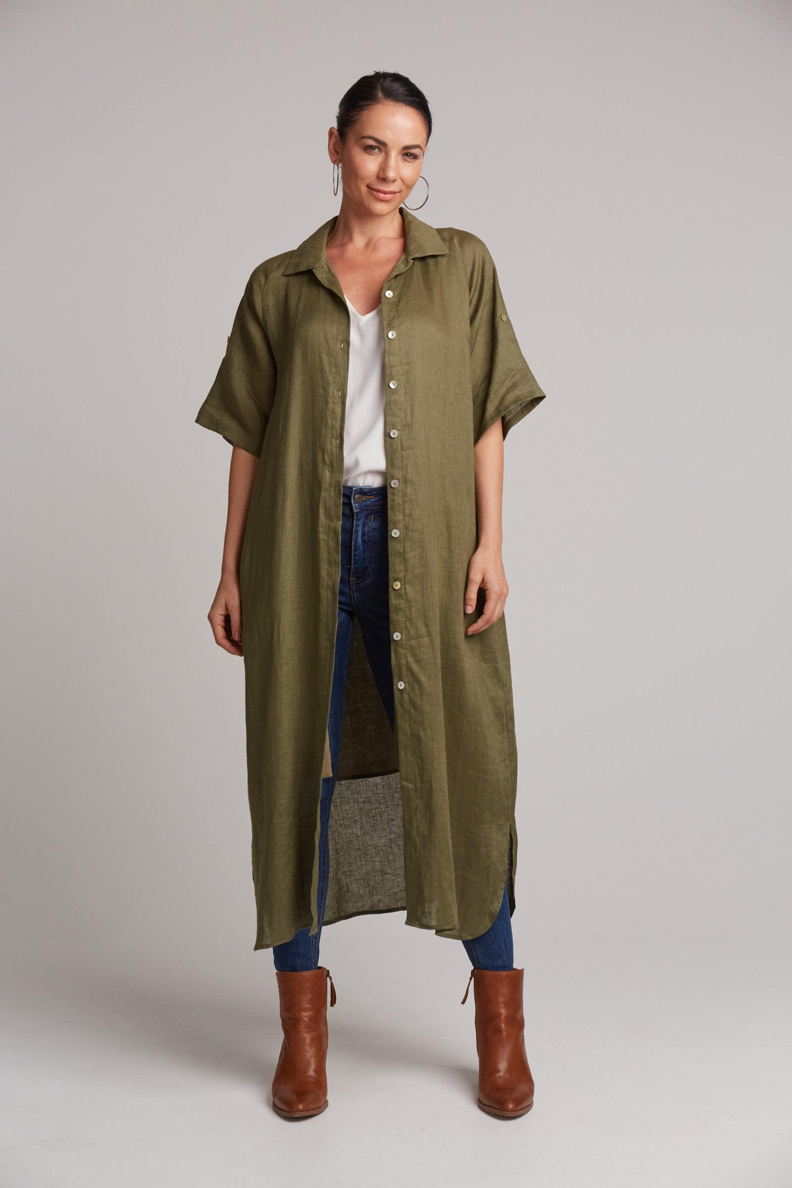 Studio Shirt Dress - Khaki is now Khaki Studio Shirt Dress.