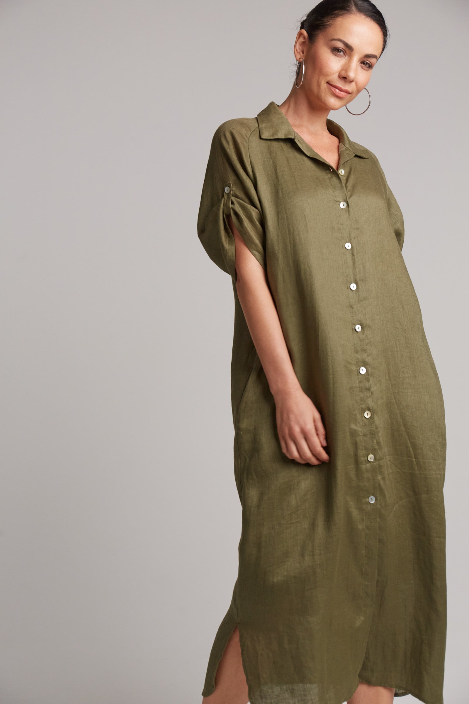 Studio Shirt Dress - Khaki is now Khaki Studio Shirt Dress.