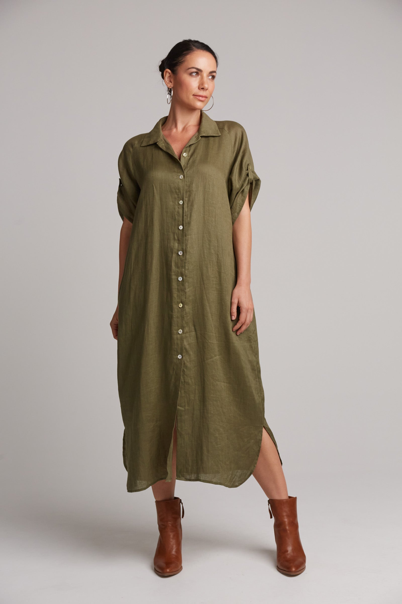 Studio Shirt Dress - Khaki is now Khaki Studio Shirt Dress.