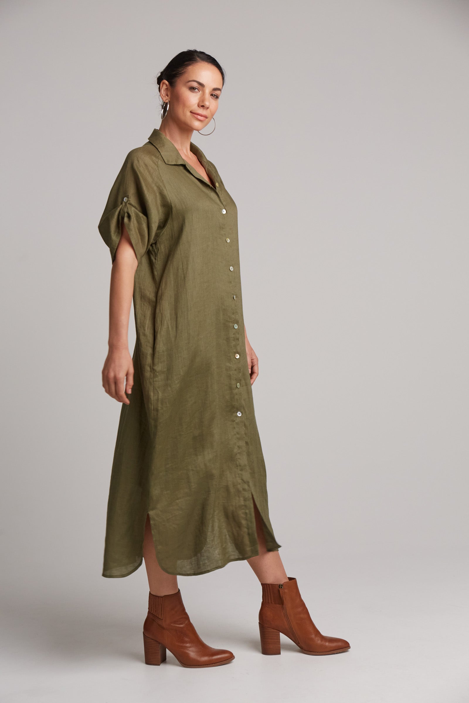 Studio Shirt Dress - Khaki is now Khaki Studio Shirt Dress.