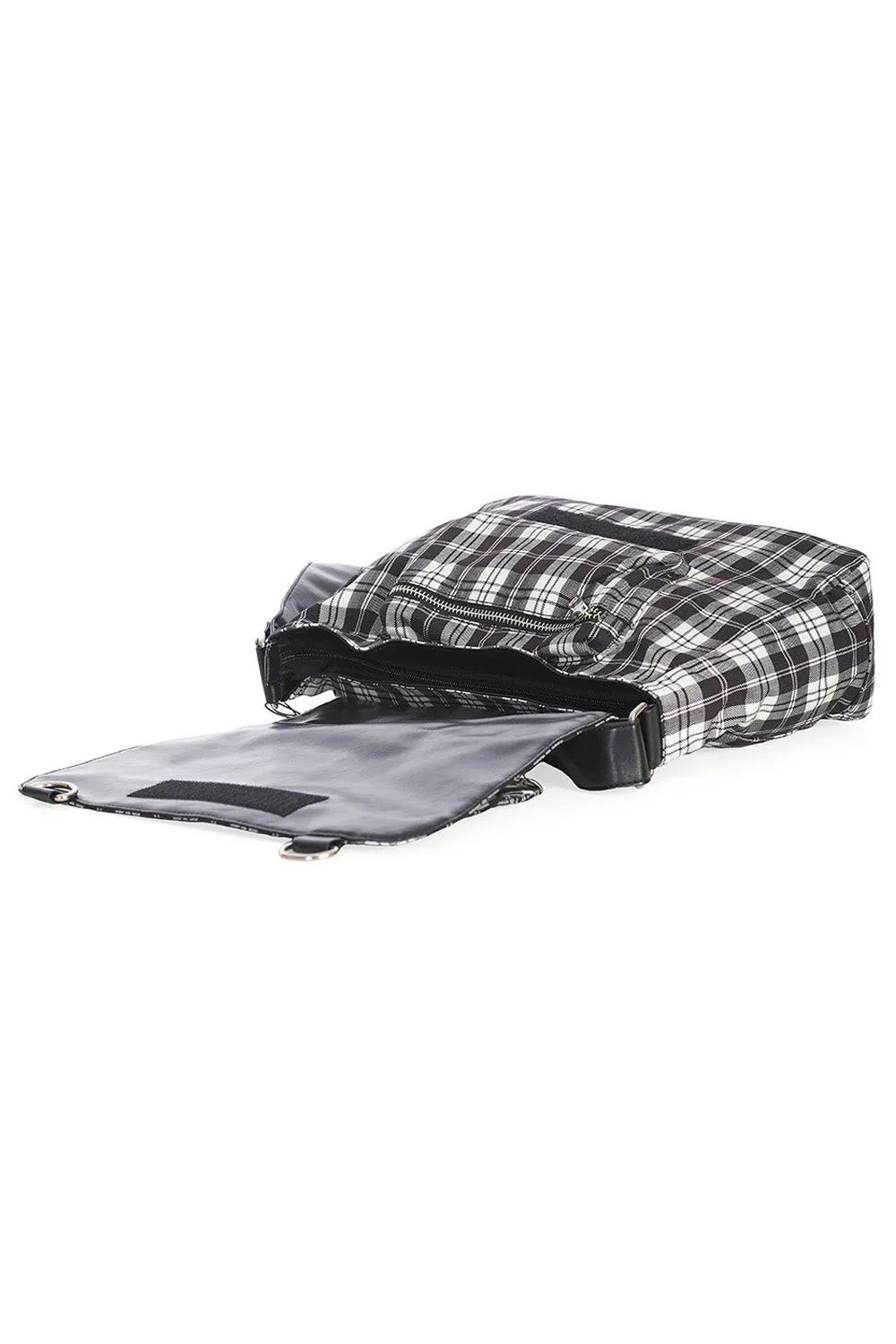 Tartan Messenger Bag (Black/White)