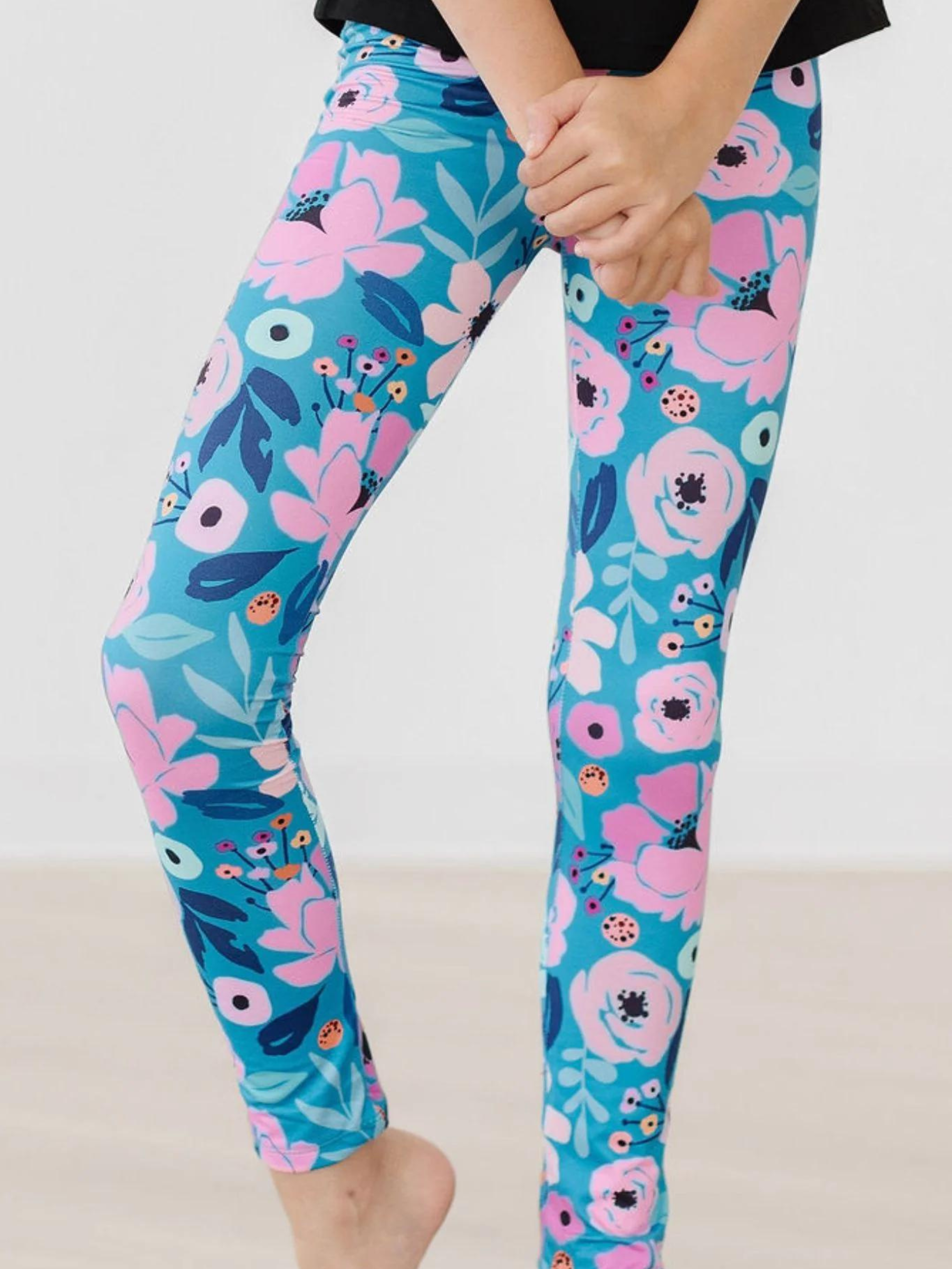 Teal Leggings for Girls - Twirling in Style