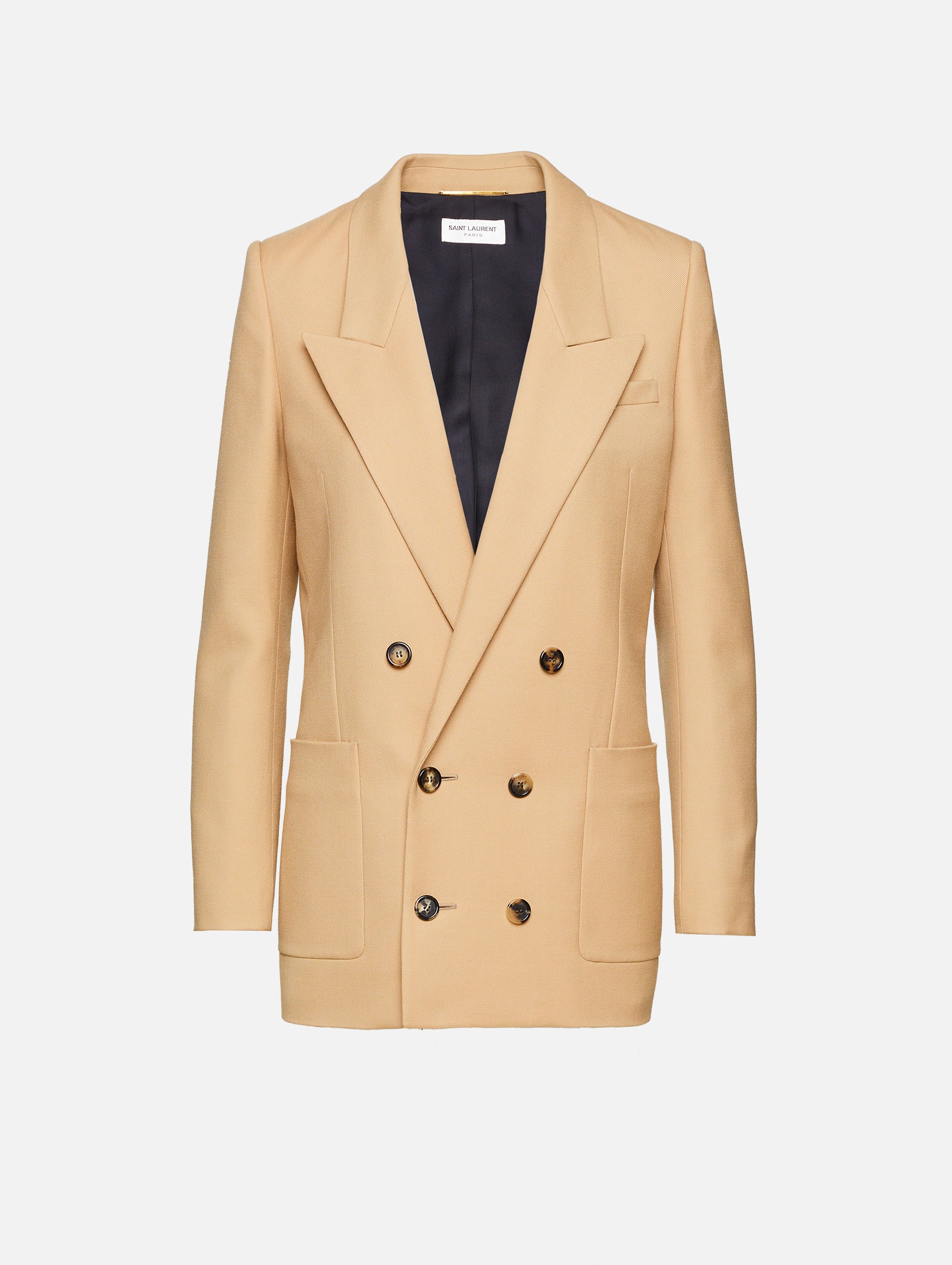 The search result for Double Breasted Jacket is a formal style jacket with overlapping front flaps that are fastened with button