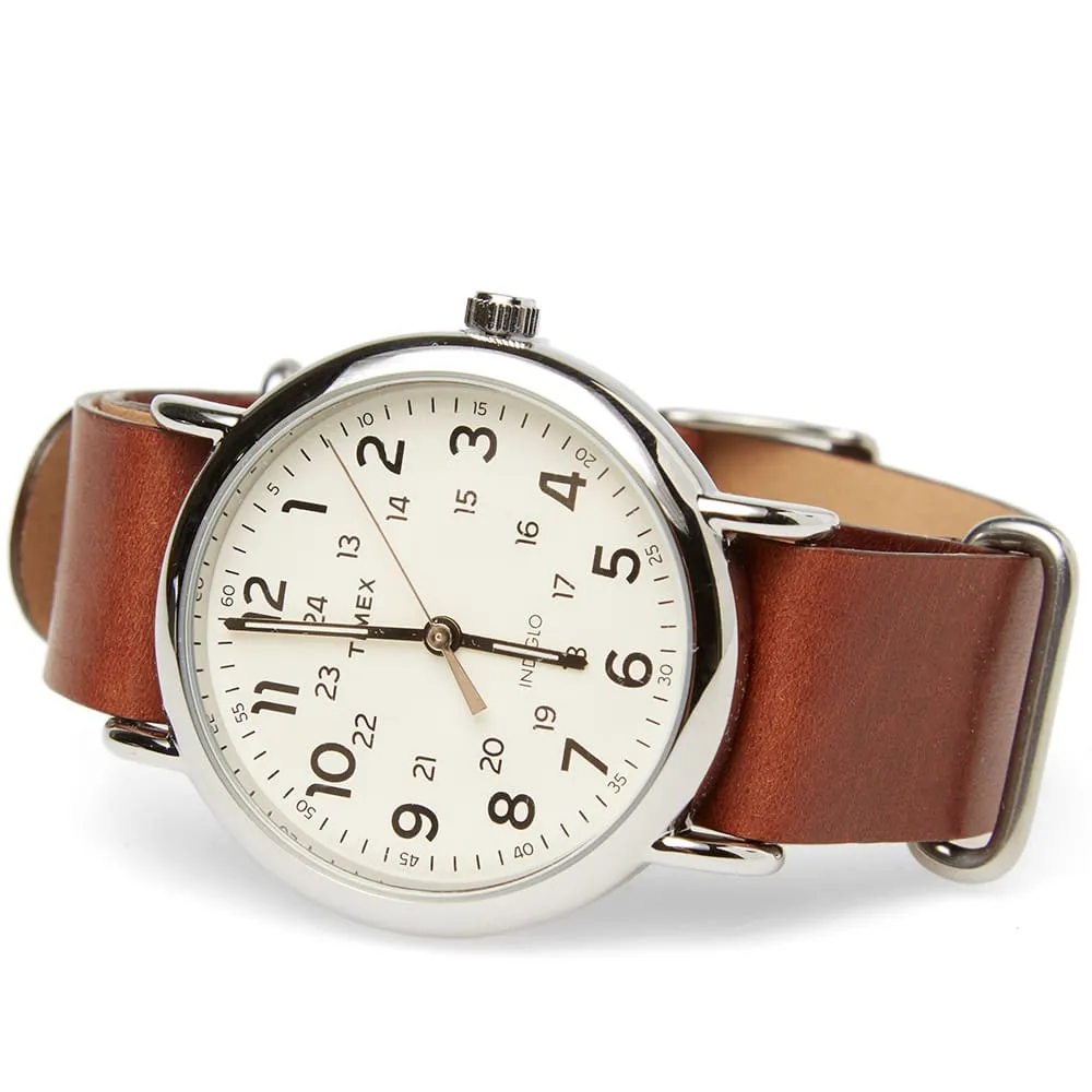 Timex Weekender 40 Slip-Thru Watch - Brown Leather