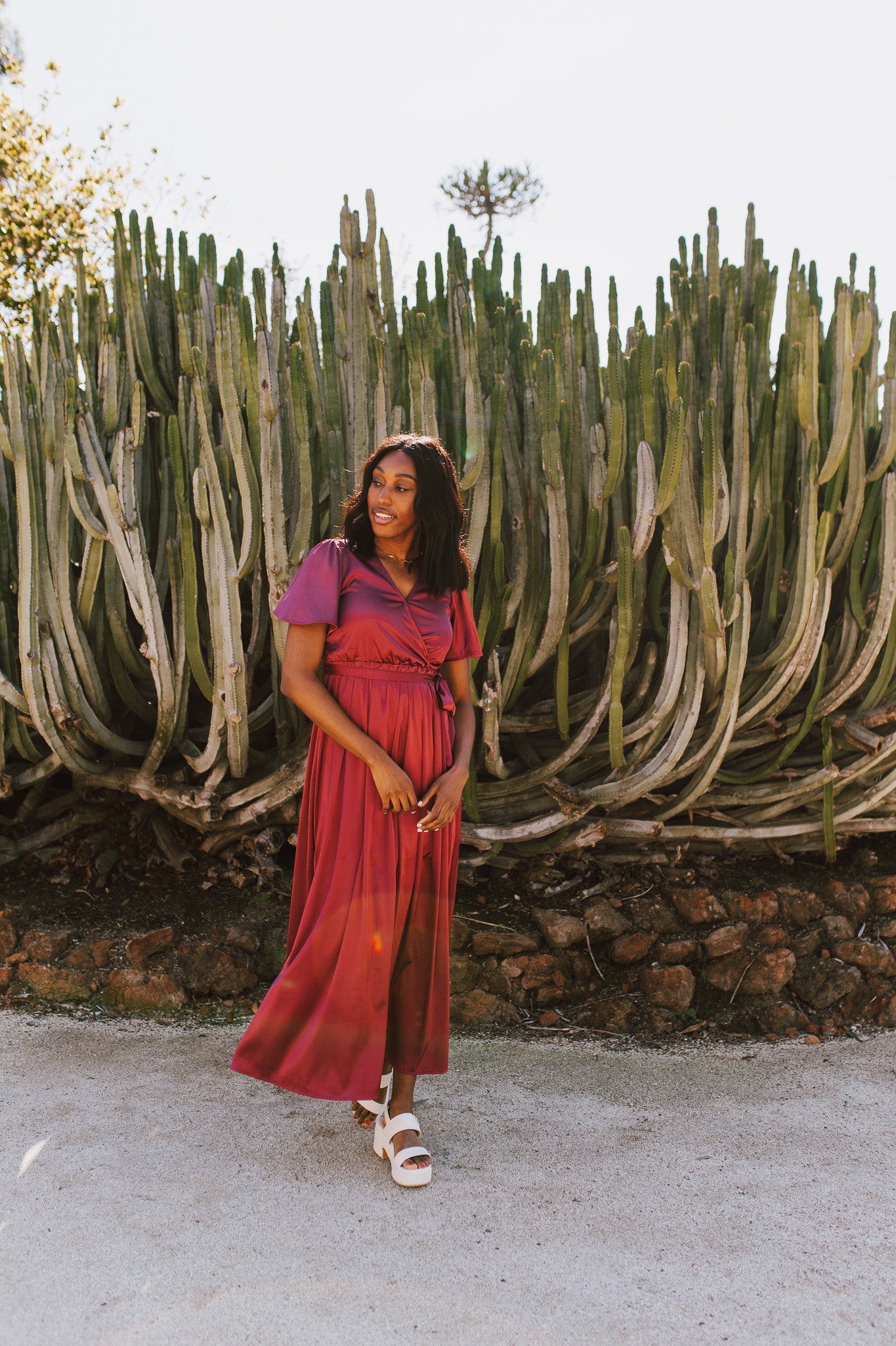 Tucson Satin Maxi Dress - Berry