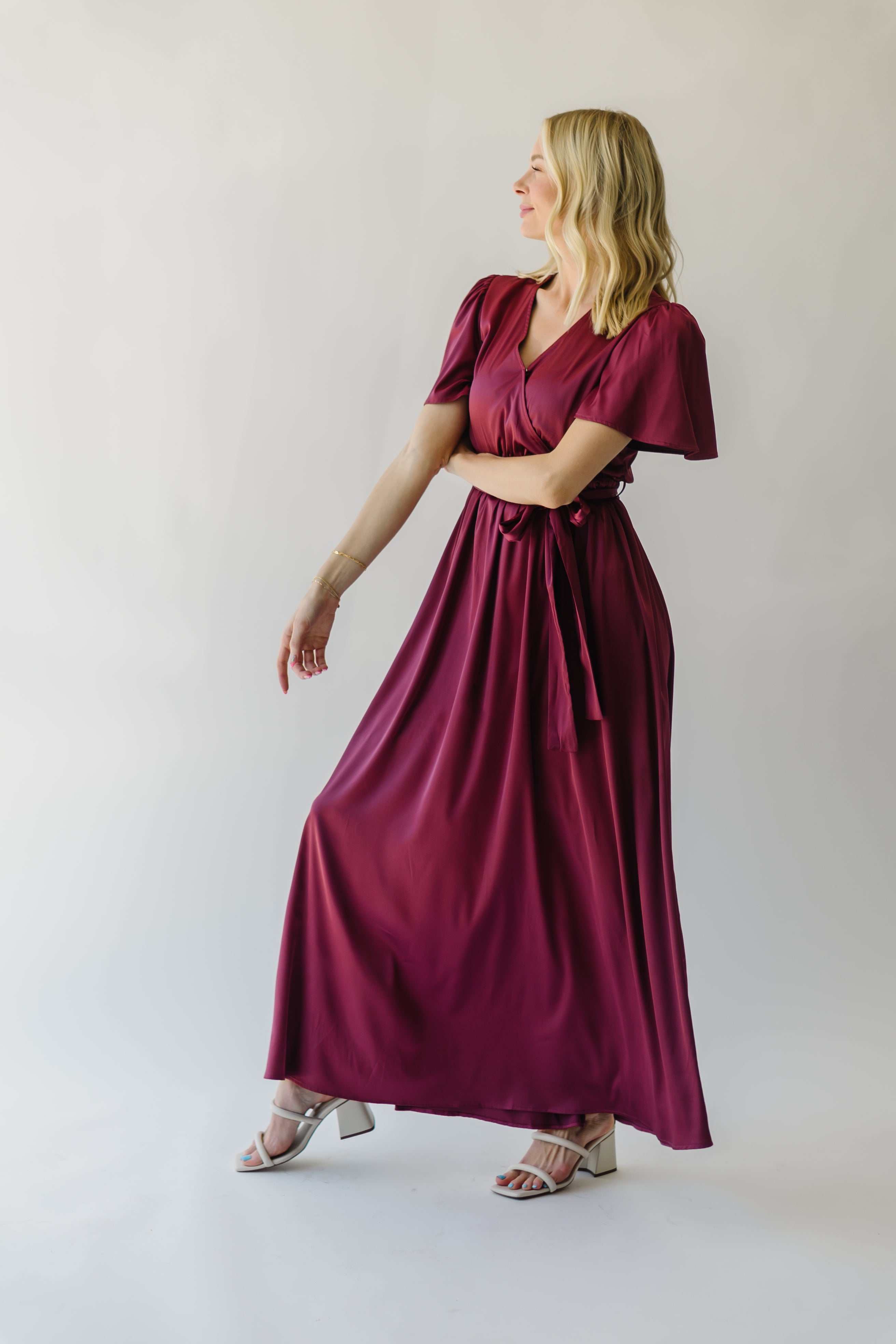 Tucson Satin Maxi Dress - Berry