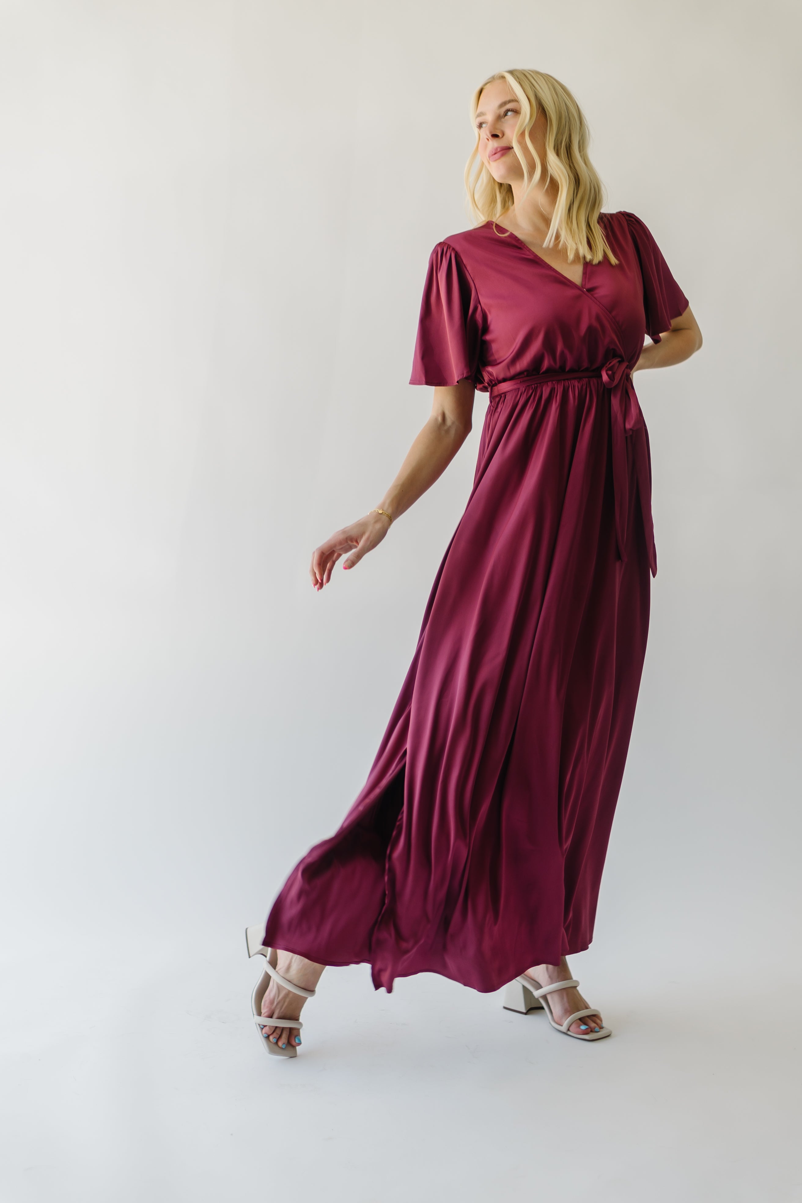 Tucson Satin Maxi Dress - Berry