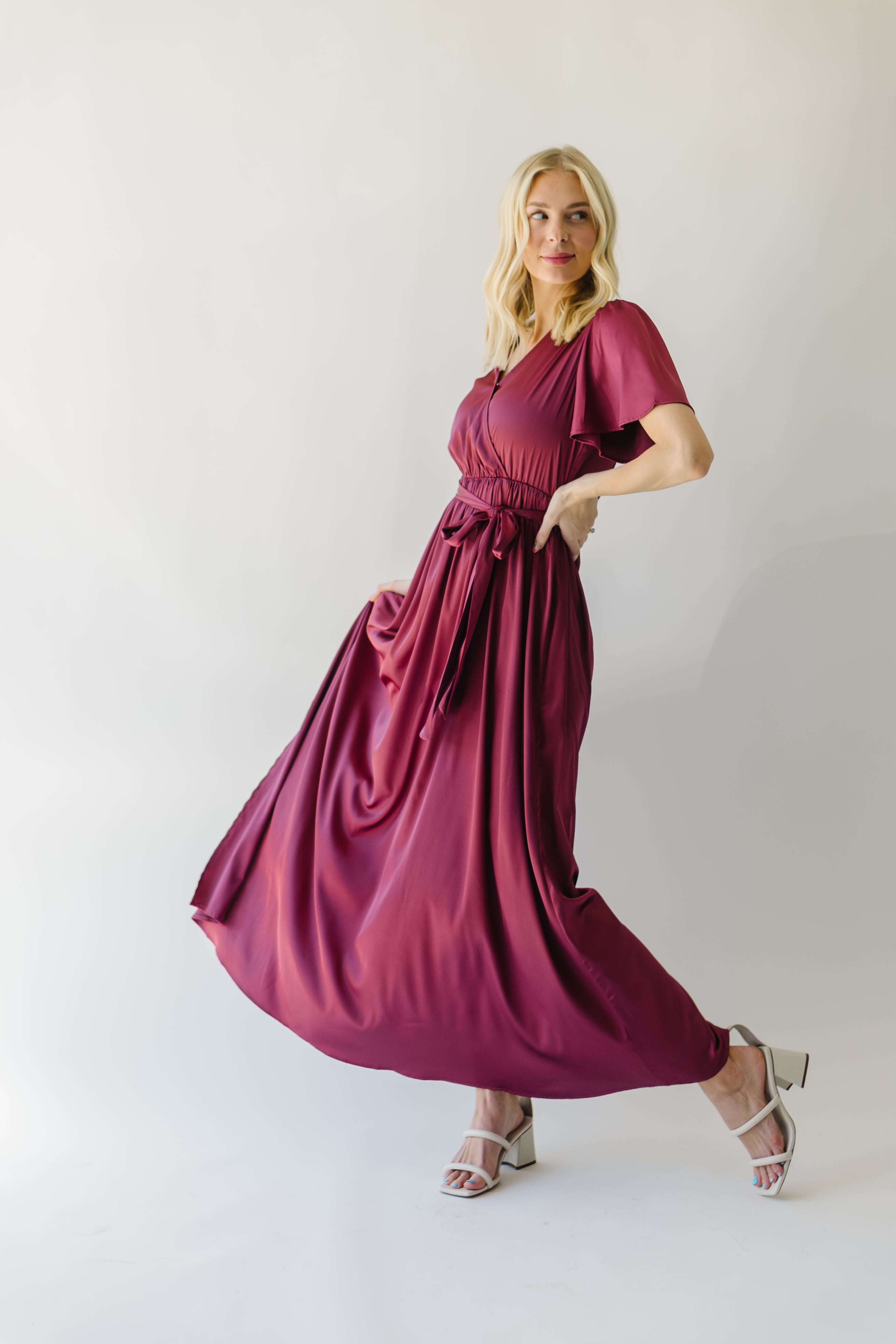 Tucson Satin Maxi Dress - Berry