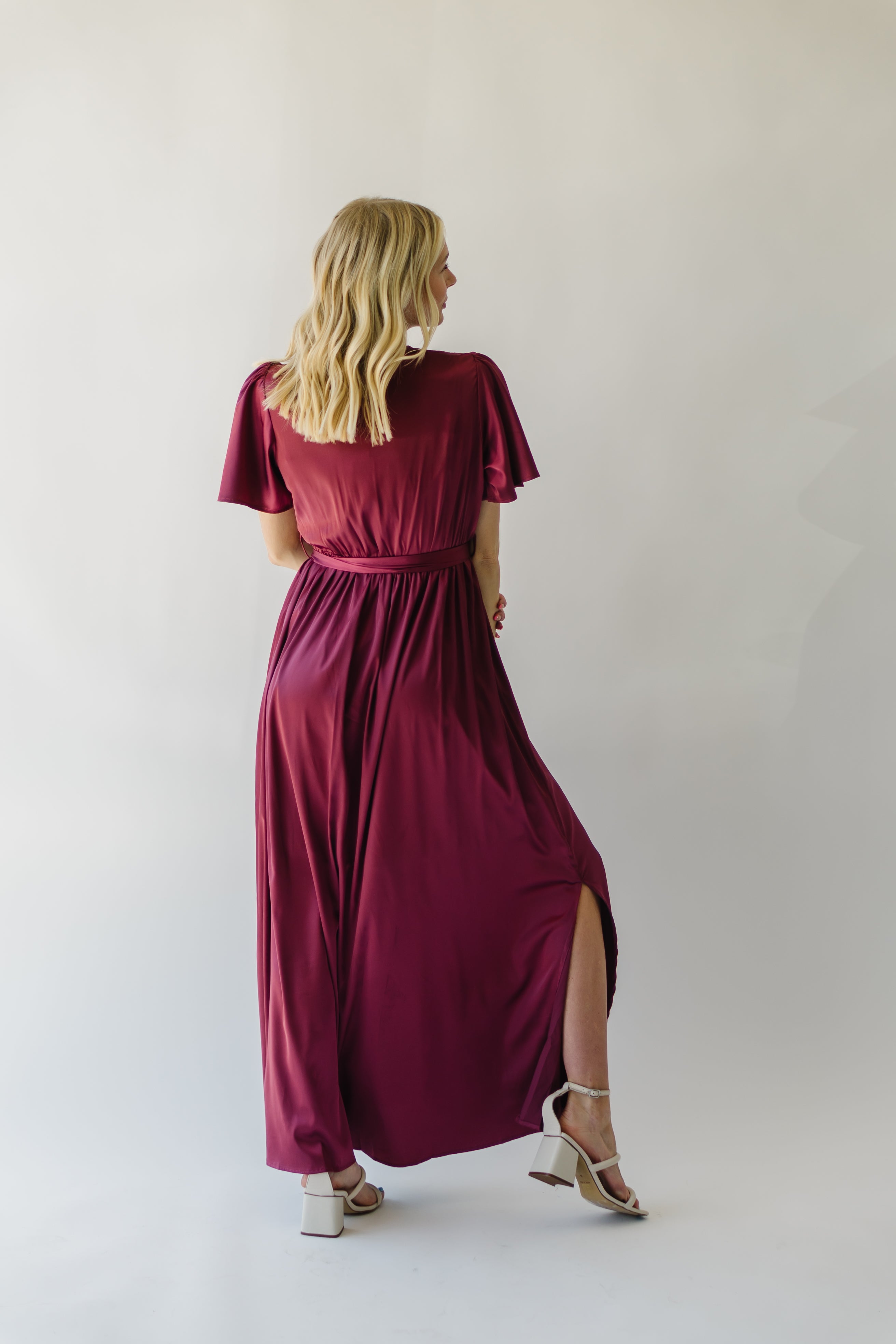 Tucson Satin Maxi Dress - Berry