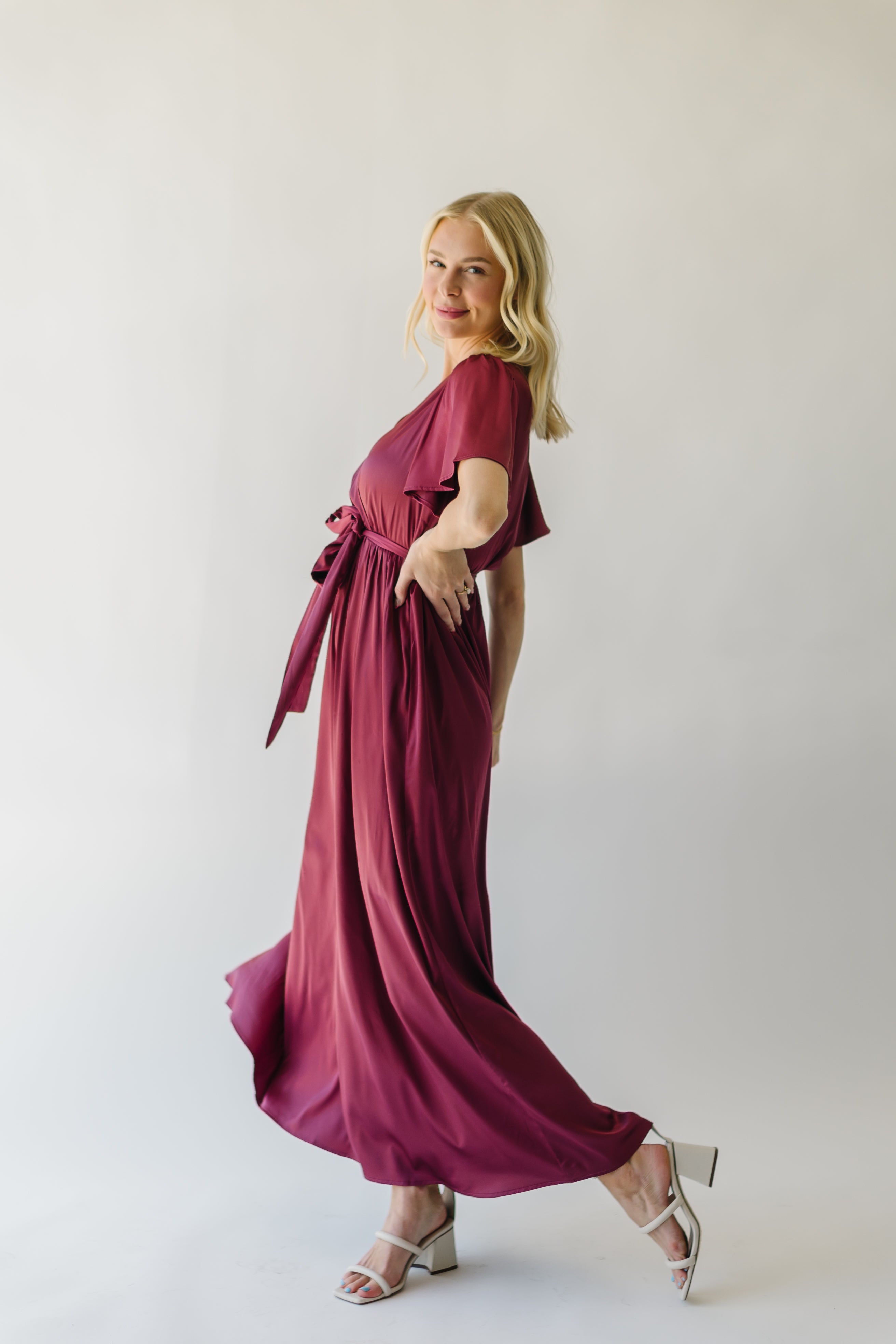 Tucson Satin Maxi Dress - Berry