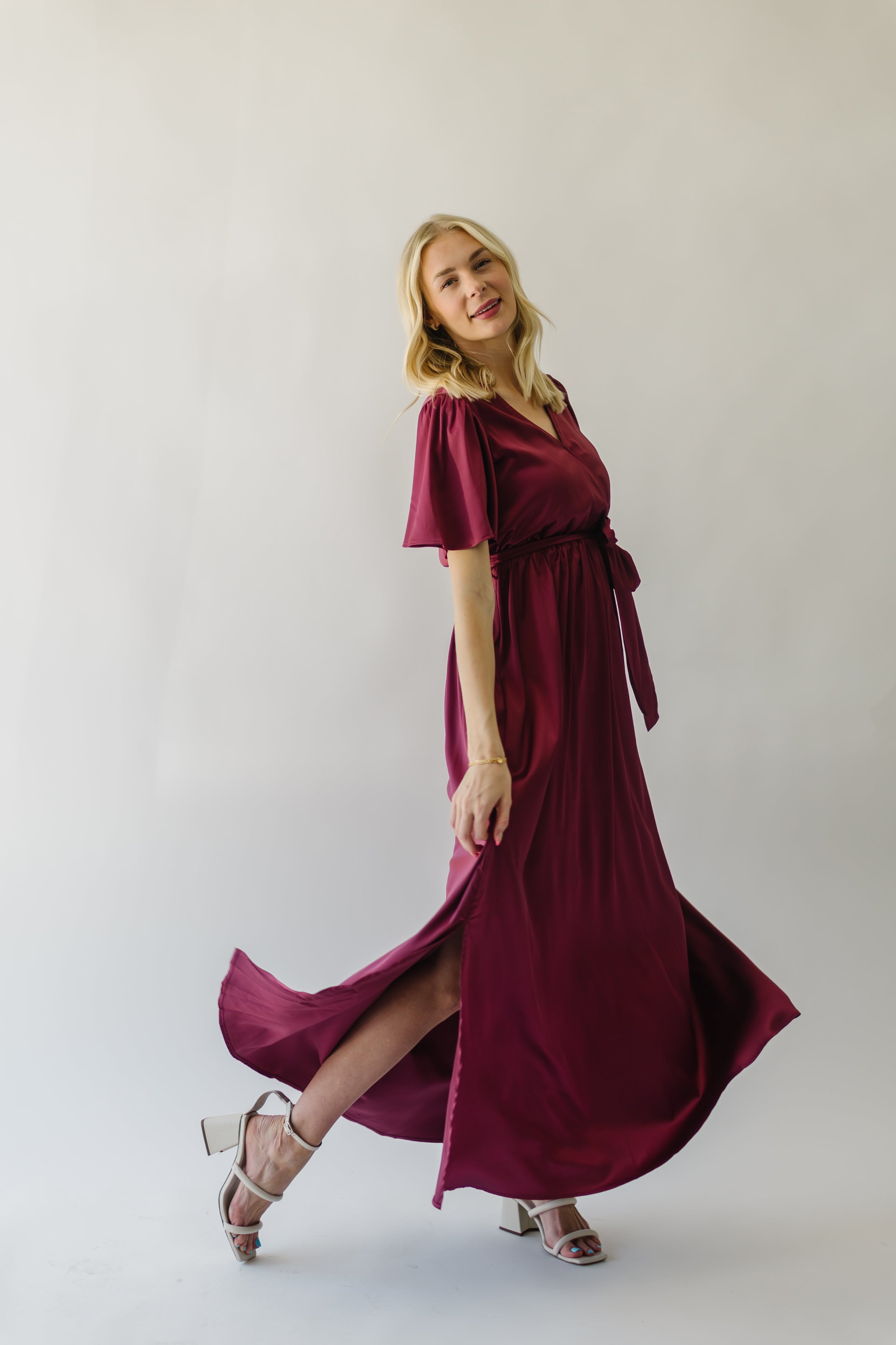 Tucson Satin Maxi Dress - Berry