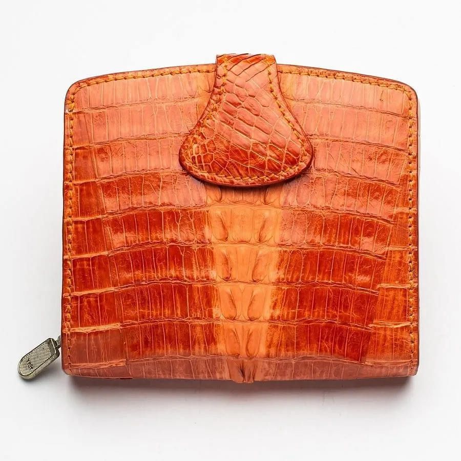 Two-tone orange crocodile women's wallets