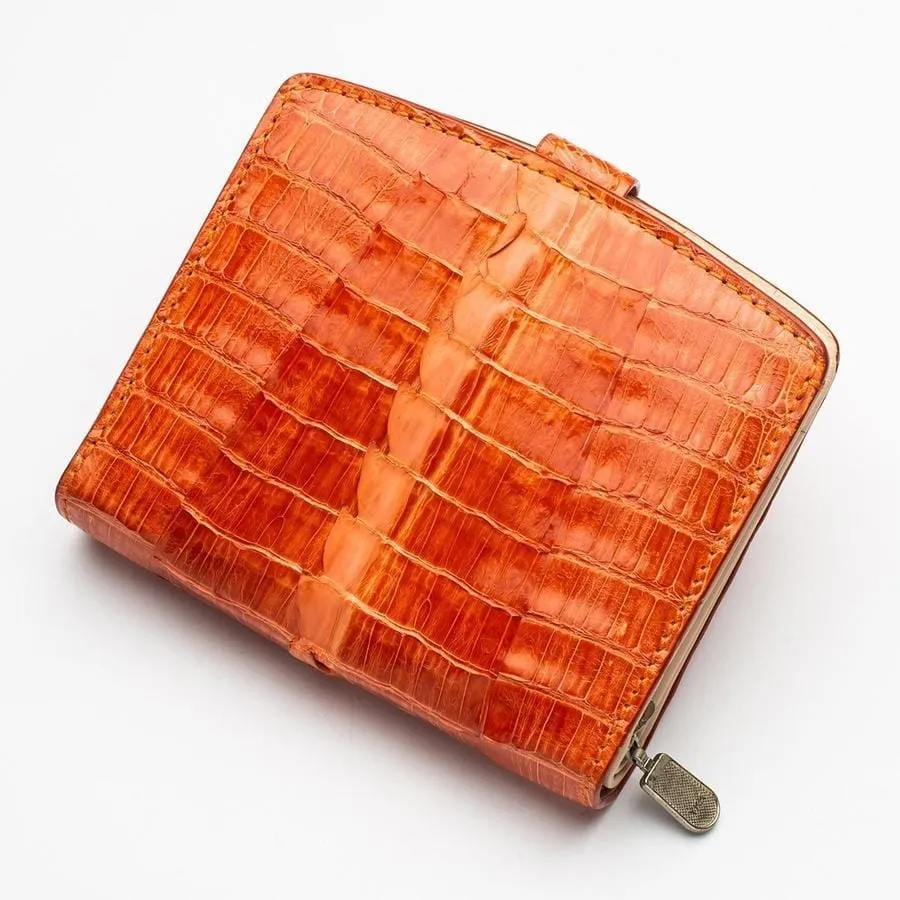 Two-tone orange crocodile women's wallets