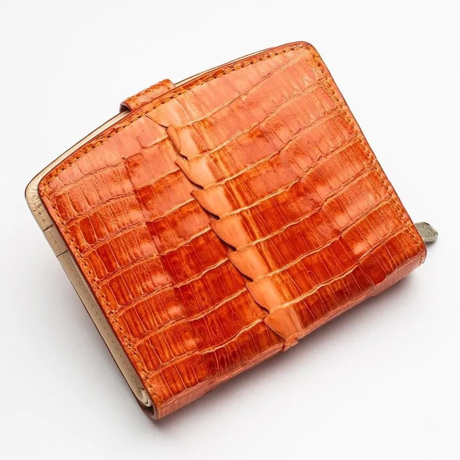 Two-tone orange crocodile women's wallets