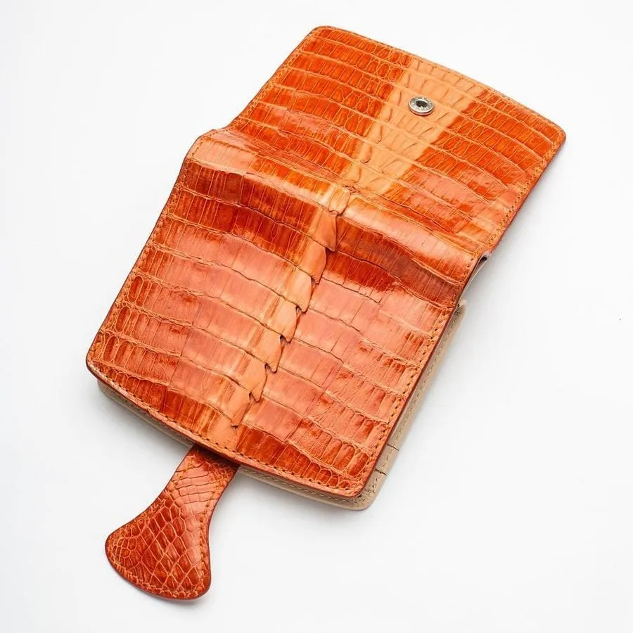 Two-tone orange crocodile women's wallets