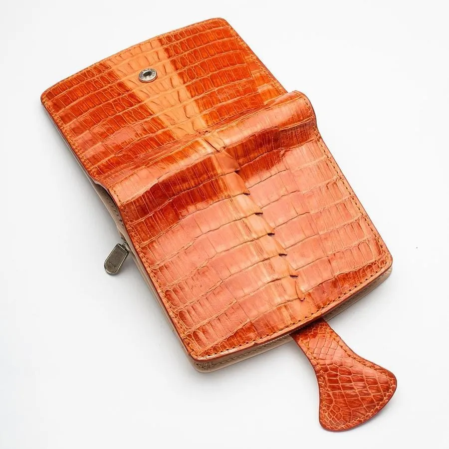 Two-tone orange crocodile women's wallets