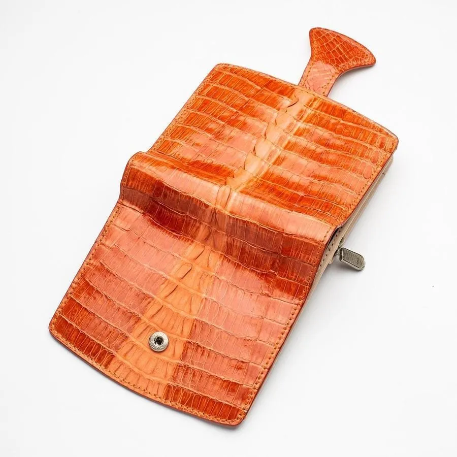 Two-tone orange crocodile women's wallets