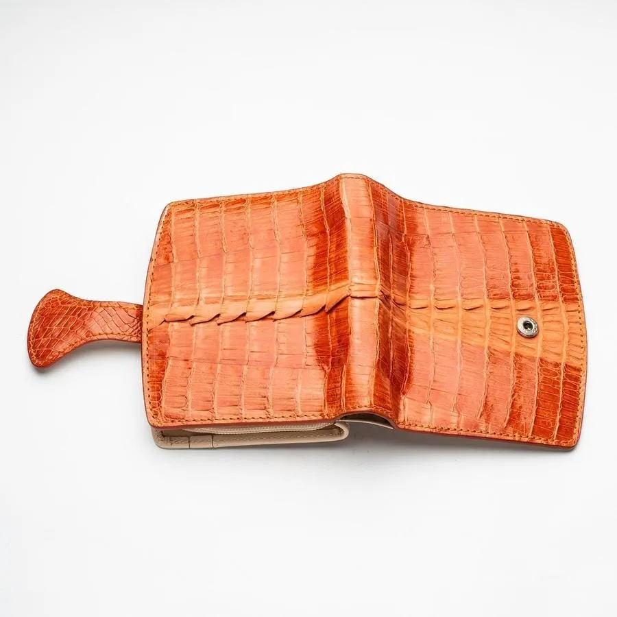 Two-tone orange crocodile women's wallets