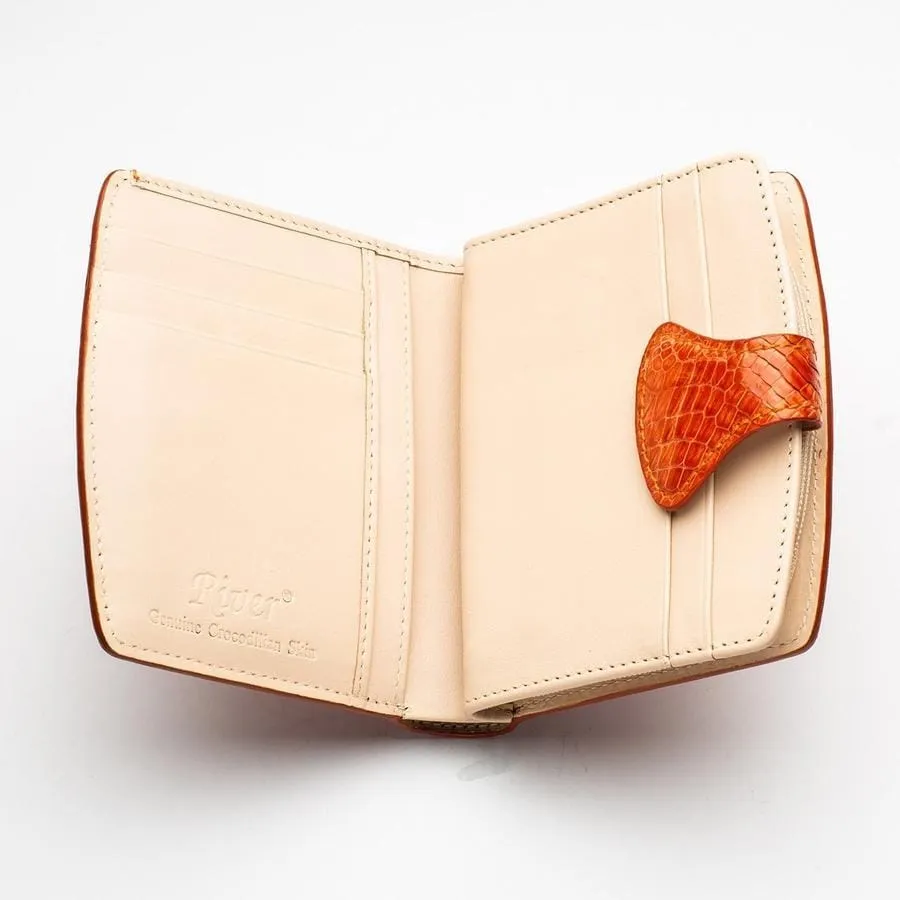 Two-tone orange crocodile women's wallets