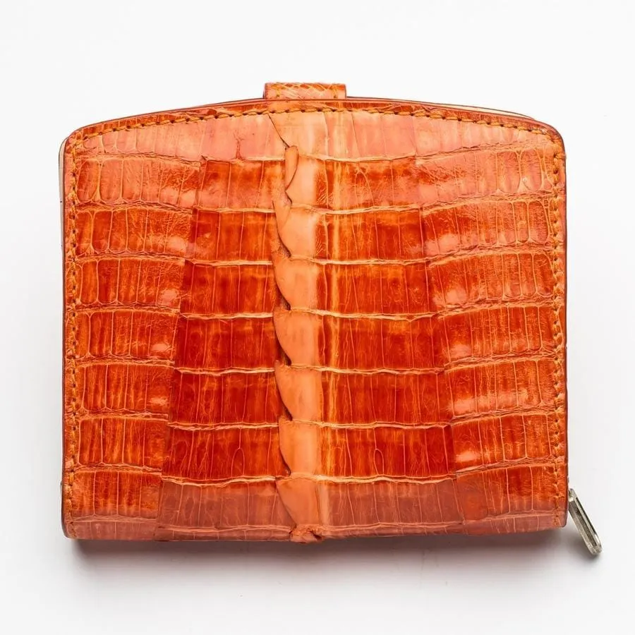 Two-tone orange crocodile women's wallets