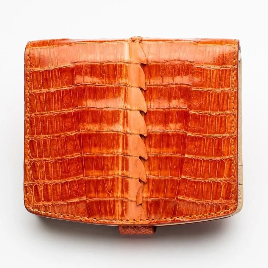 Two-tone orange crocodile women's wallets