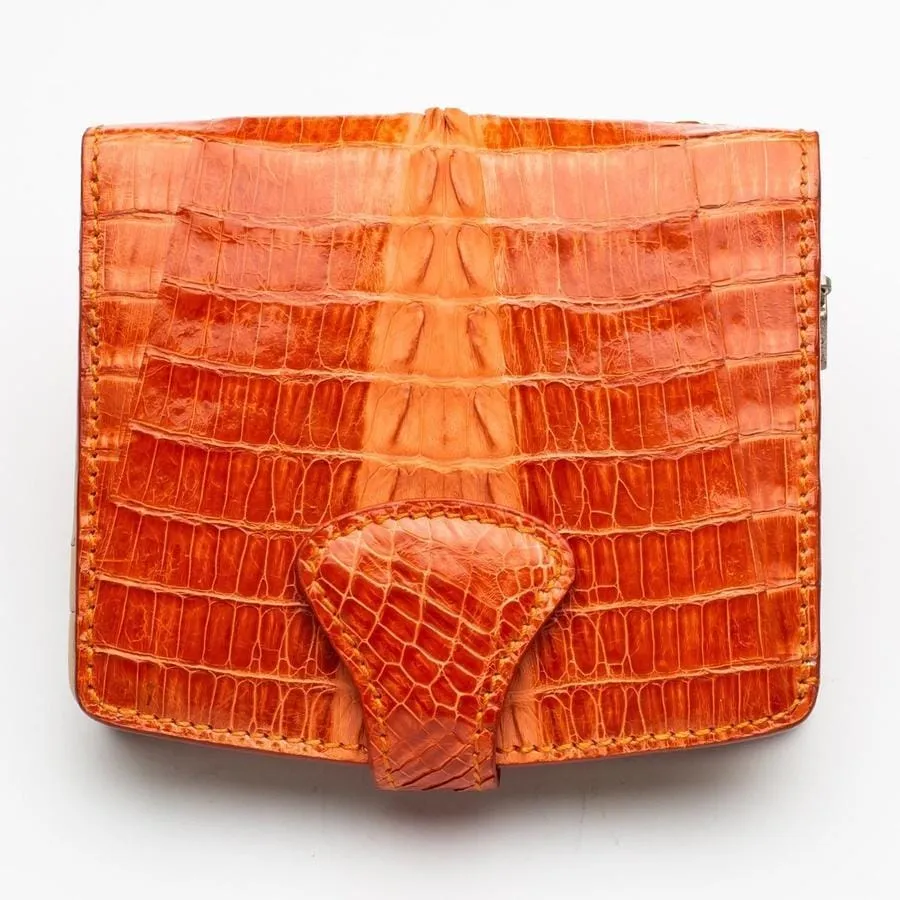 Two-tone orange crocodile women's wallets