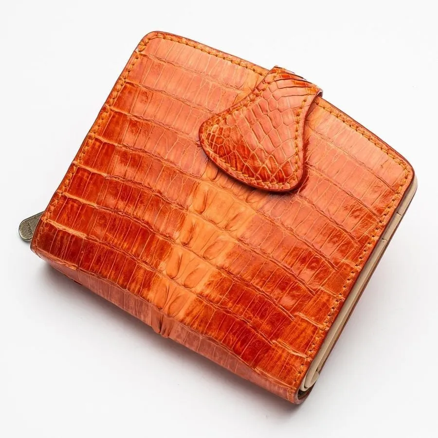 Two-tone orange crocodile women's wallets