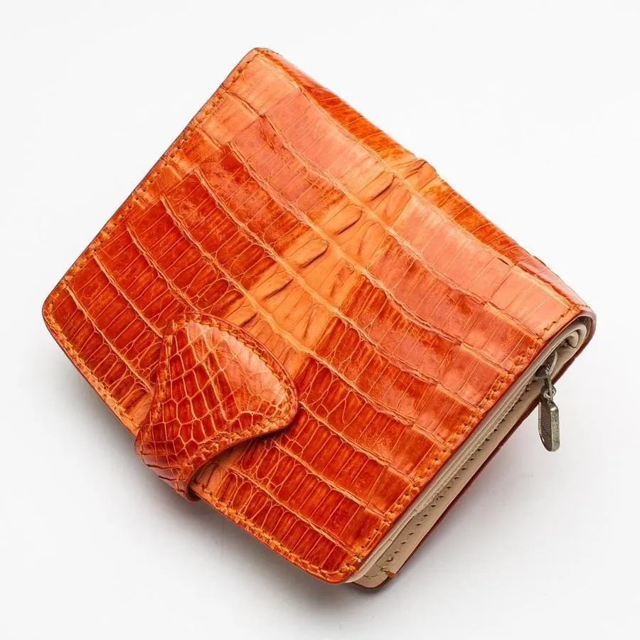 Two-tone orange crocodile women's wallets