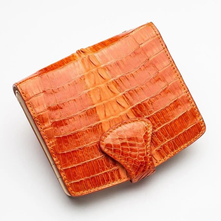 Two-tone orange crocodile women's wallets