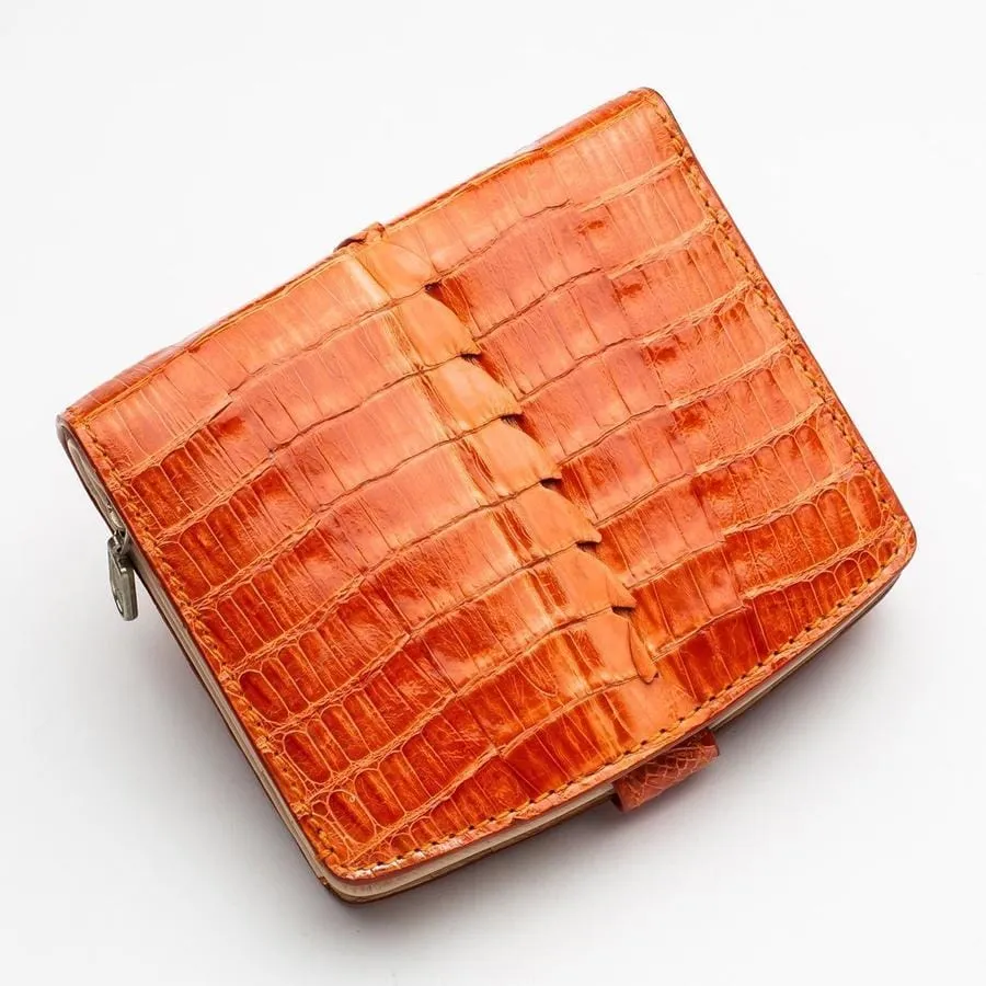 Two-tone orange crocodile women's wallets