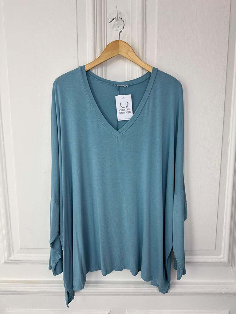 V-Neck Dawn Jersey Top - Maya Blue, - Google SEO.