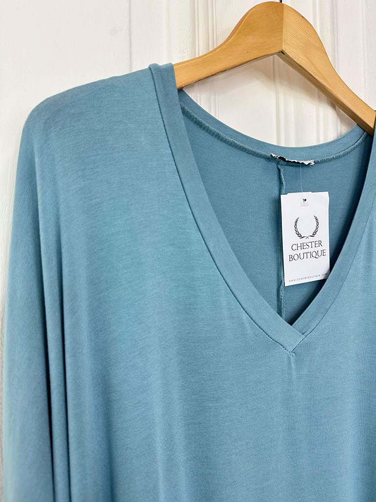 V-Neck Dawn Jersey Top - Maya Blue, - Google SEO.