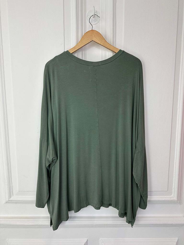 V-Neck Khaki Jersey Top